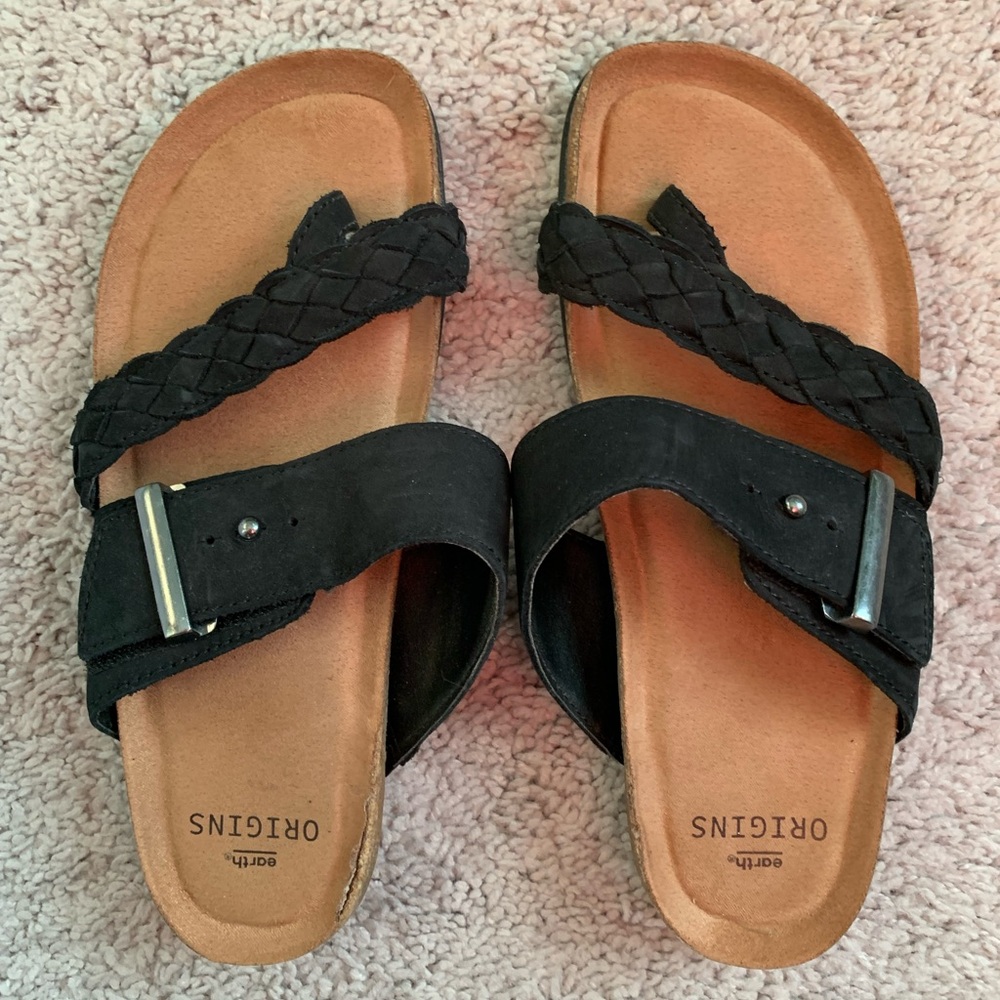 Earth Black Braided Women's Sandals